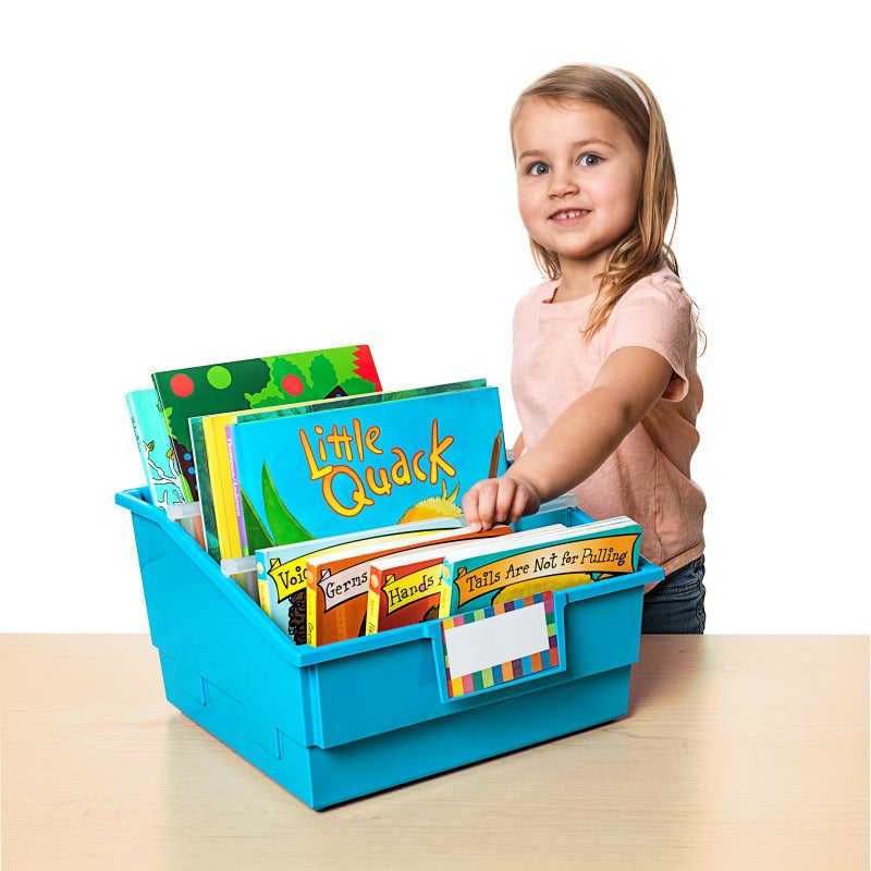 Really Good Stuff Picture Book Library Bins With Dividers - Neon Set Of 4 - Image 4